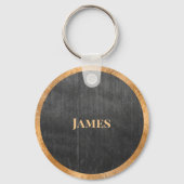 Elegant Rustic Gold & Gray - Gepersonaliseerd mono Sleutelhanger (Achterkant)