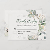 Elegant Rustic Gold Greenery Eucalyptus Modern RSVP Kaartje (Voorkant / Achterkant)