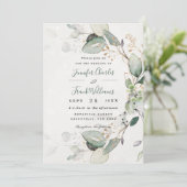 Elegant Rustic Gold Greenery Eucalyptus Wedding Kaart (Staand voorkant)