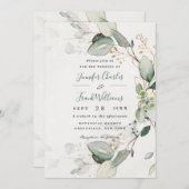 Elegant Rustic Gold Greenery Eucalyptus Wedding Kaart (Voorkant / Achterkant)