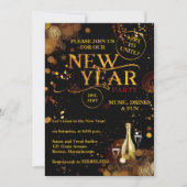 Elegant Rustic Gold New Years Eve Party Kaart (Voorkant)