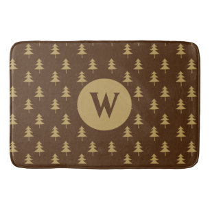 Elegant Rustic Gold Tree Monogram Badmat