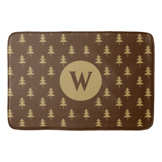 Elegant Rustic Gold Tree Monogram Badmat (Voorkant)