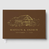 Élégant Rustic Grange Brown et Gold Photo Mariage (Recto)