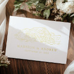 Élégant Rustic Grange Gold Foil Mariage photo<br><div class="desc">Ajoutez une touche d'élégance rustique à votre cérémonie de mariage avec notre livre d'or Elegant Rustic Barn. Le dessin présente une illustration esquissée d'une grange en feuille d'or affichée en haut avec un arrière - plan blanc. Personnalisez l'avant du livre d'hôtes mariage de grange avec vos noms et la date....</div>