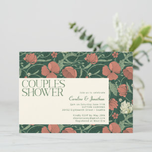 Elegant Rustic Green Floral Couples Shower Kaart