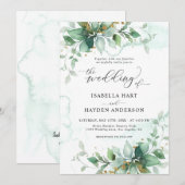 Elegant Rustic Greenery Foliage Waterverf Wedding Kaart (Voorkant / Achterkant)