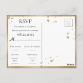 Elegant Rustic Greenery Gold Glitter Wedding RSVP Briefkaart (Achterkant)