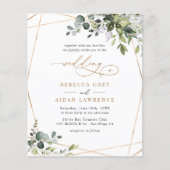 Elegant Rustic Greenery Gold Wedding Uitnodiging (Voorkant)