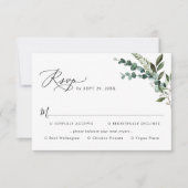 Elegant Rustic Greenery Wedding Meal Options RSVP Kaartje (Voorkant)