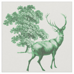 Elegant Rustic Groen Land Toile Deer Stof