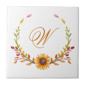 Elegant Rustic Herfst Floral Bouquet Monogram Tegeltje (Voorkant)