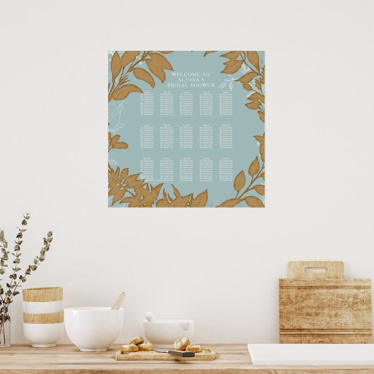 Elegant Rustic Herfst Wreated Foliage Seating Char Poster (Keuken)