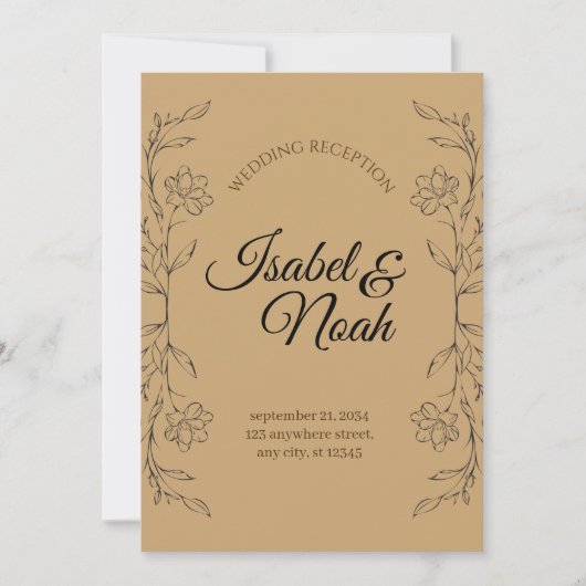Elegant Rustic Kraft Floral Wedding Invitation (Devant)