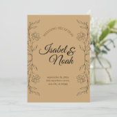 Elegant Rustic Kraft Floral Wedding Invitation (Debout devant)