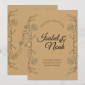 Elegant Rustic Kraft Floral Wedding Invitation (Devant / Derrière)