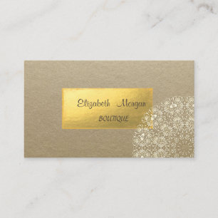 Elegant Rustic, Kraft, Gold Lace Visitekaartje