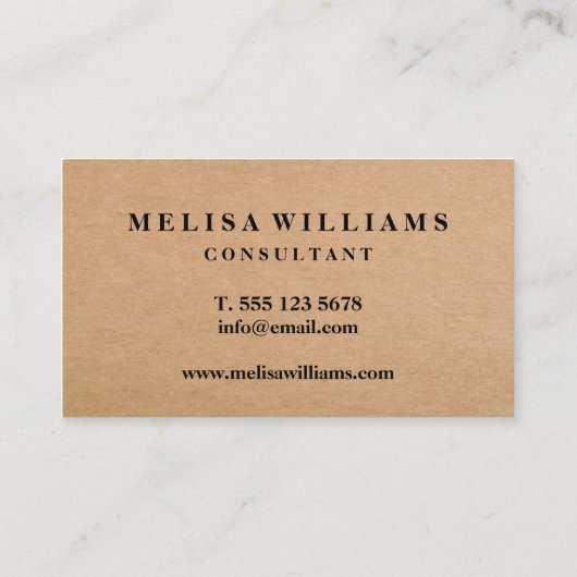 Élégant Rustic Kraft Logo Carte de visite de code (Dos)