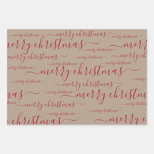 Elegant Rustic Kraft Paper Merry Kerstscript (Voorkant 2)