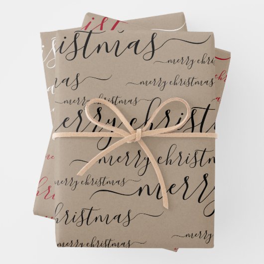 Elegant Rustic Kraft Paper Merry Kerstscript (In situ)