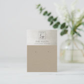 ELEGANT RUSTIC KRAFT SILVER LOGO EARRING DISPLAY VISITEKAARTJE (Staand voorkant)