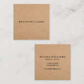 Elegant Rustic Kraft Vierkante Visitekaartje (Voorkant / Achterkant)