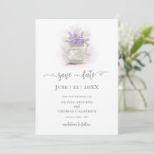 Elegant Rustic Lavender Lace Pot Floral Foto Save The Date (Staand voorkant)