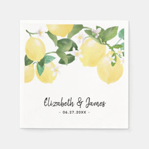 Elegant Rustic Lemon Waterverf Summer Wedding Servet