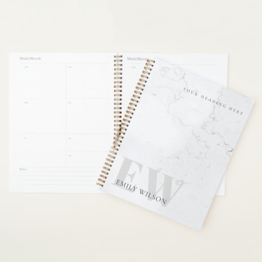 Elegant Rustic Marble Stone Gray Monogram Naam Planner (Display)