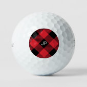 Elegant Rustic Masculine Black Red Buffalo Initiaa Golfballen (Voorkant)