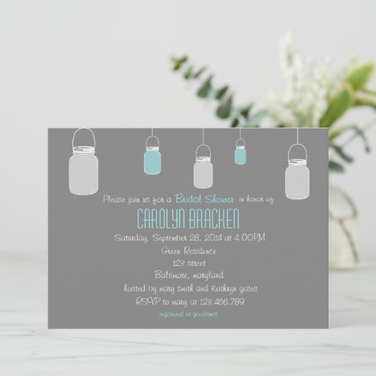 Élégant Rustic Mason Jars Invitation de Fête de l' (Debout devant)