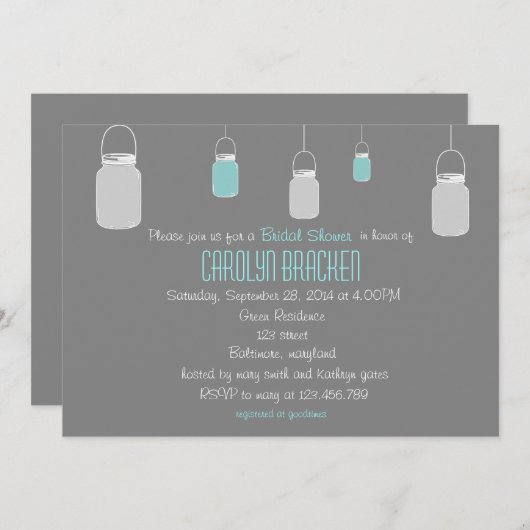 Élégant Rustic Mason Jars Invitation de Fête de l' (Devant / Derrière)