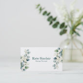 Elegant Rustic Minimal Greenery Massage Therapist Visitekaartje (Staand voorkant)