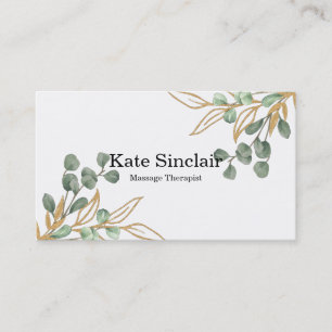 Elegant Rustic Minimal Greenery Massage Therapist Visitekaartje