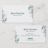 Elegant Rustic Minimal Greenery Massage Therapist Visitekaartje (Voorkant / Achterkant)