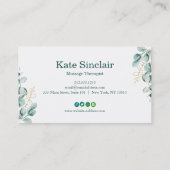 Elegant Rustic Minimal Greenery Massage Therapist Visitekaartje (Achterkant)