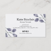 Elegant Rustic Minimal Greenery Massage Therapist Visitekaartje (Achterkant)