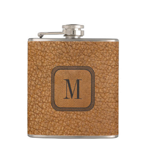 Elegant Rustic  modern lederen monogram Heupfles