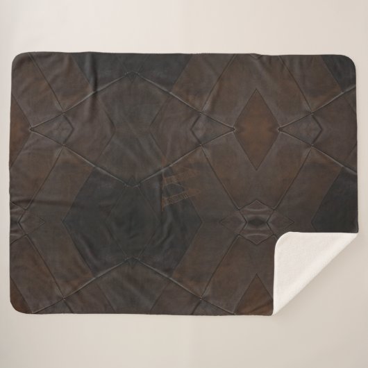 Elegant Rustic Monogrammed bruin leder Sherpa Deken (Voorkant (horizontaal))