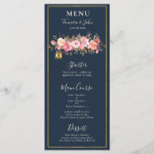 Elegant Rustic Navy Blue Coral Lights Menu (Voorkant)