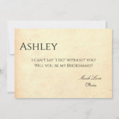 Elegant Rustic Old Modern Bridesmaid Card Kaart (Achterkant)