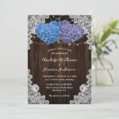Elegant Rustic Paars en Blue Wedding Kaart (Staand voorkant)
