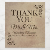 Elegant Rustic Parchment Paper Scroll Hartelijk da Wijn Etiket (Enkel label)