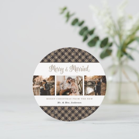 Elegant Rustic Passen getrouwd kerstKaarten Feestdagenkaart (Staand voorkant)