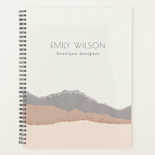 Elegant Rustic Pastel Blush Kraft Mountain Wave Planner (Voorkant)