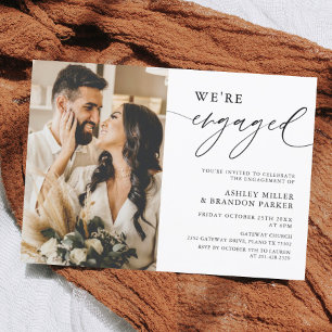 Elegant Rustic Photo Engagement Party Kaart