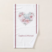 Elegant Rustic Pink Moderne Chic Heart Script (Serviette à main)