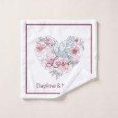 Elegant Rustic Pink Moderne Chic Heart Script (Gant de toilette)
