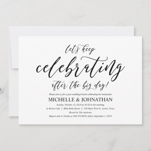 Elégant Rustic Post Mariage Brunch Invitation Card (Devant)