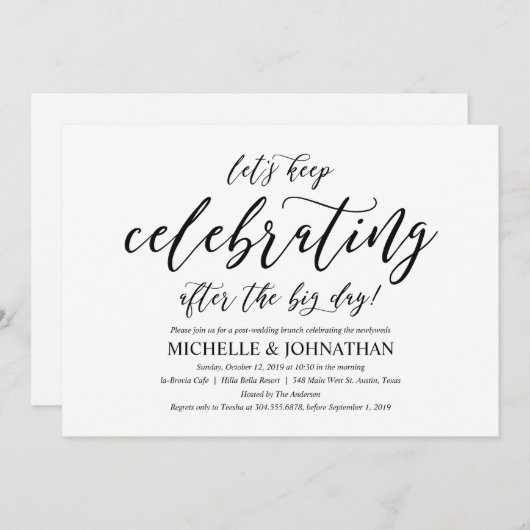 Elégant Rustic Post Mariage Brunch Invitation Card (Devant / Derrière)